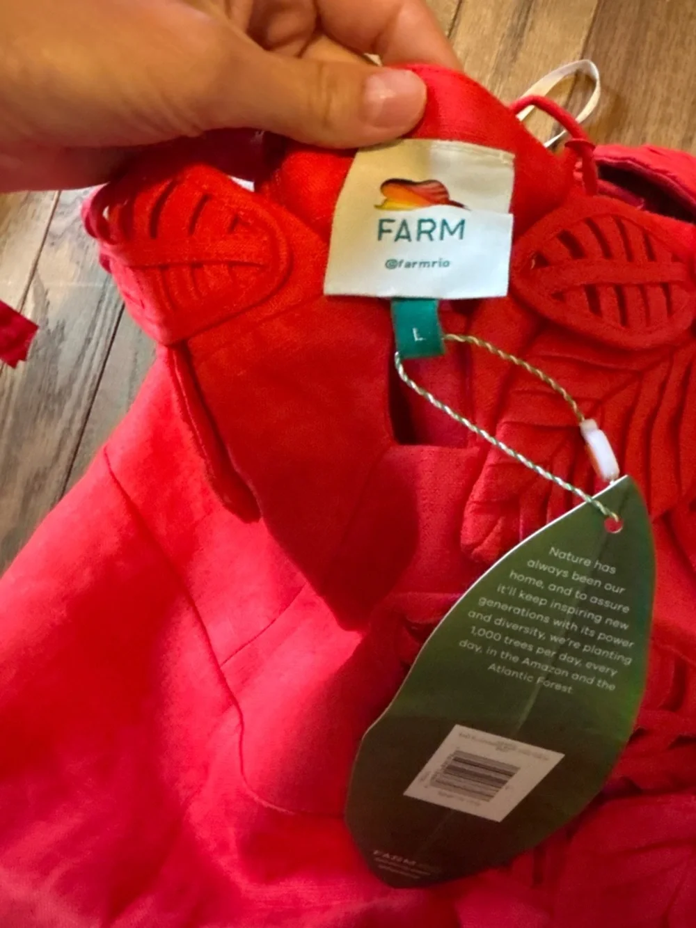 FARM Rio Red Leaf-Applique Spaghetti Strap Mini Dress - Picture 8 of 13
